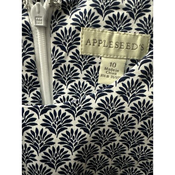 Appleseed’s Scallop Trim Sleeveless Dress White Navy Blue Floral size 10 - Picture 4 of 8